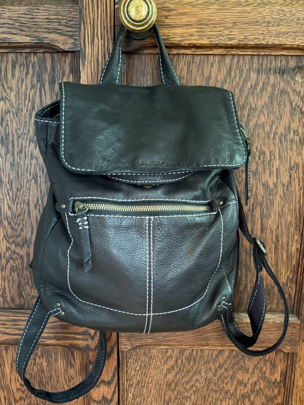 American Leather Co black backpack purse / handbag